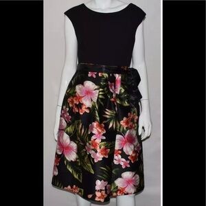 Women’s Formal Short Dress Sizes 14 16 Floral Fit & Flare Tie Waist Sangria Gown